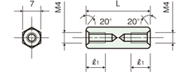 両め screw Brass spacer(Hexagonal type)Drawing
