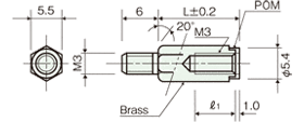 Brass spacer(Hexagonal type)オスメスScrewDrawing